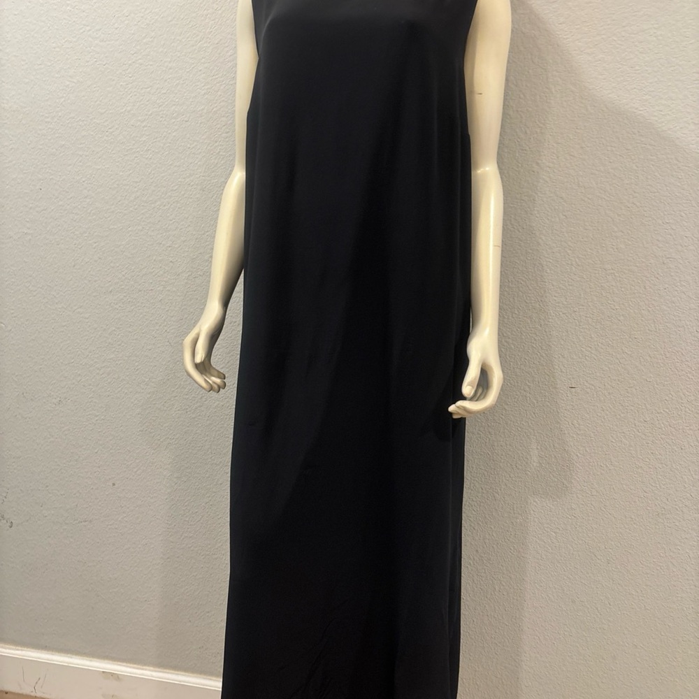 Diane von Furstenberg Vintage Y2K Minimalist Maxi Dress Silk Black Womens 1X - Picture 2 of 9